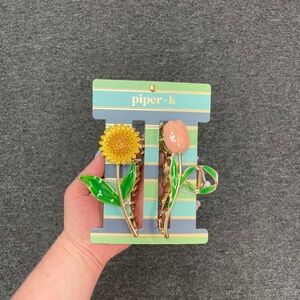 Sunflower & Rose Hair Clip Set - Large